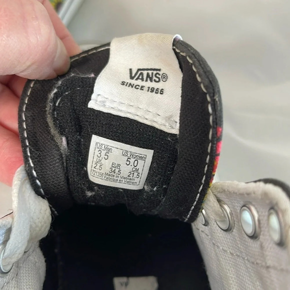 VANS Unisex SK8 Hi Tapered High Top Sneakers Peace Floral Pattern Canvas 5W 3.5M - Picture 10 of 11